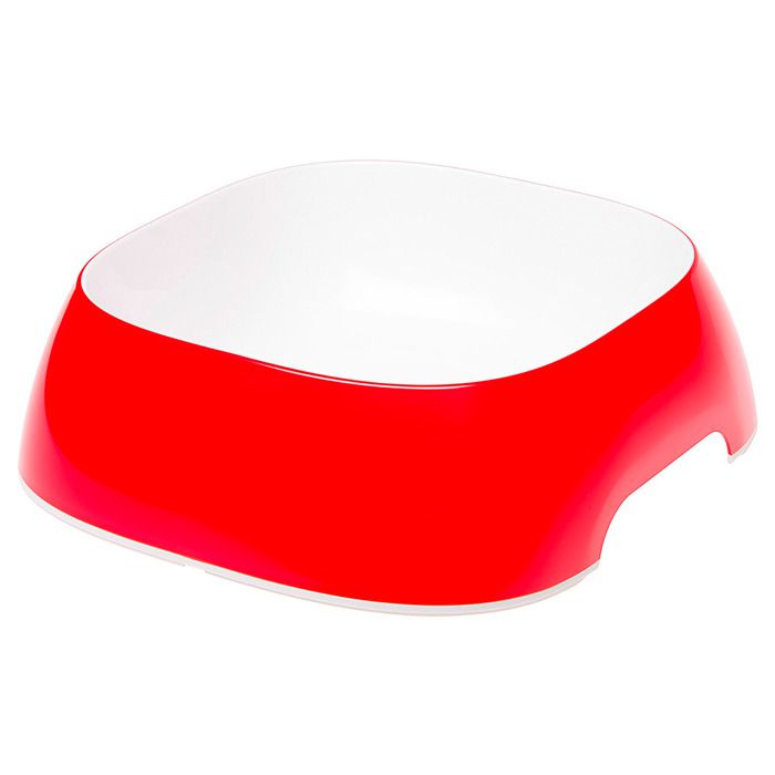 Ferplast GLAM Écuelle en plastique pour chiens et chats. Capacité 1 2 litres. LARGE - 23.5 x 22.5 x h 7 cm - 1.2 L - Rouge