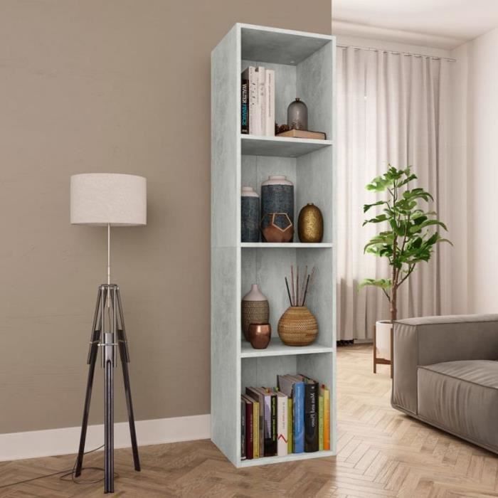 Bibliothèque - vidaXL - Gris béton - 4 étagères - 36 x 30 x 143 cm - Meuble de salon