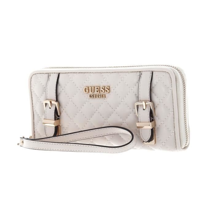 Porte-monnaie GUESS Erenia Zip Around - Dark Taupe, Nombreux Compartiments, Format Compact !