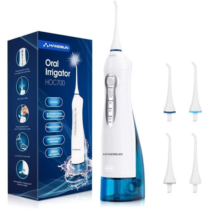 Hydropulseur Dentaire Portable Sans Fil - Réservoir 300ml, 3 Modes - Rechargeable Par USB