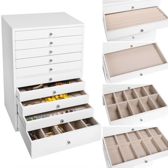 Homdox armoire à bijoux bois avec tiroirs 10 couches - Achat / Vente