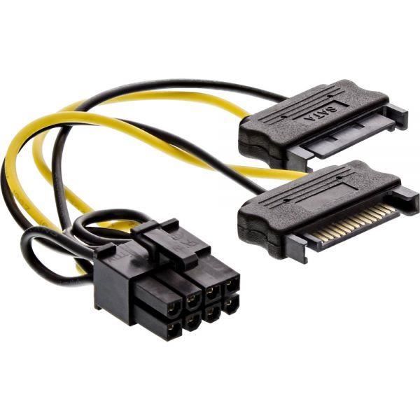 InLine® Stromadapter intern, 2x SATA zu 8pol für PCIe (PCI-Express) Grafikkarten, 0,15m