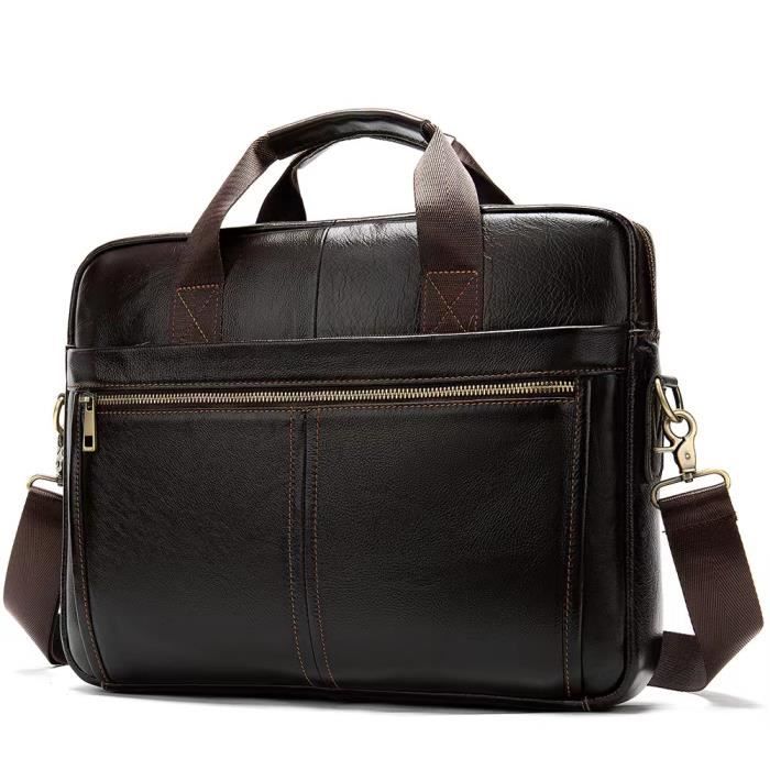 Sacoche Homme Pour Ordinateur 15.6 Pouces - Sac Véritable Cuir - Cartable  Porte Document Rétro Mallette - Voyage Travail - Cdiscount Bagagerie -  Maroquinerie