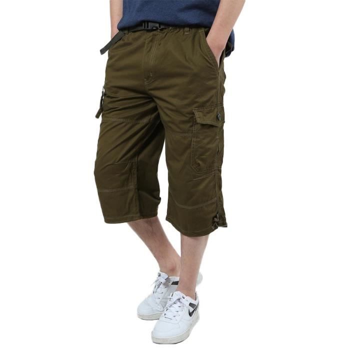 Short Cargo Homme Youthful Flying - Vert - Taille 33W - Multi-Poches - Coton Léger