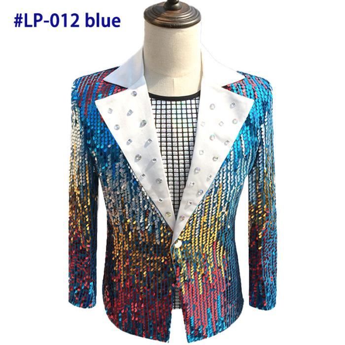 Veste Blazer à Paillettes Imprimé Sequin Homme - Slim Fit Manches Longues, Blazer De Costume Pour Soirée Fête Disco Party