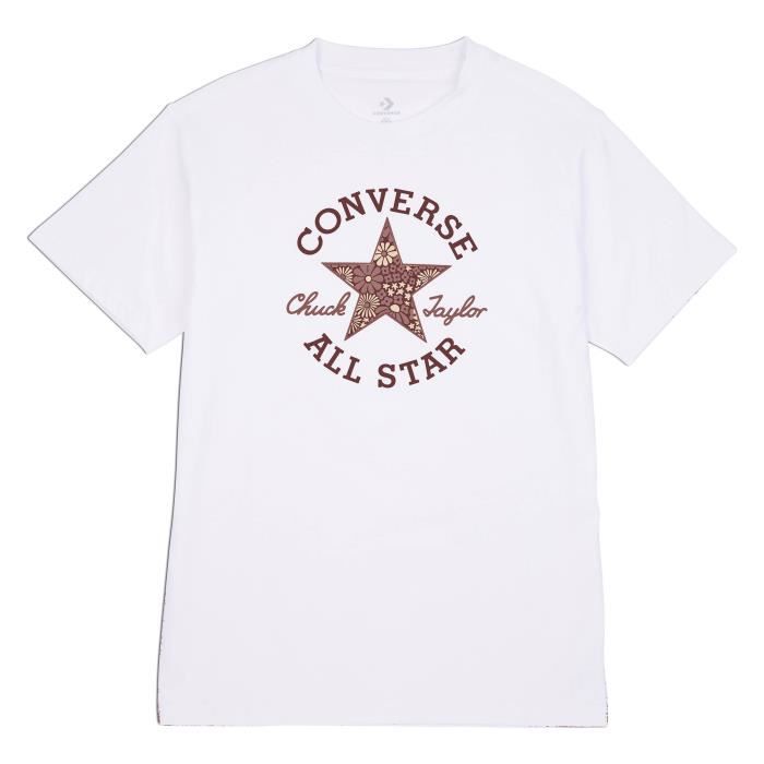 Converse T-shirt pour Femme Floral Patch Blanc 10026049-A01