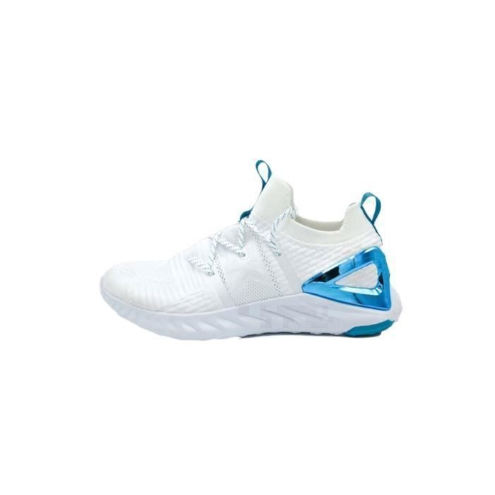 chaussures de running - peak - taichi running knitted - blanc/cyan - confort amorti dynamisme esthétique