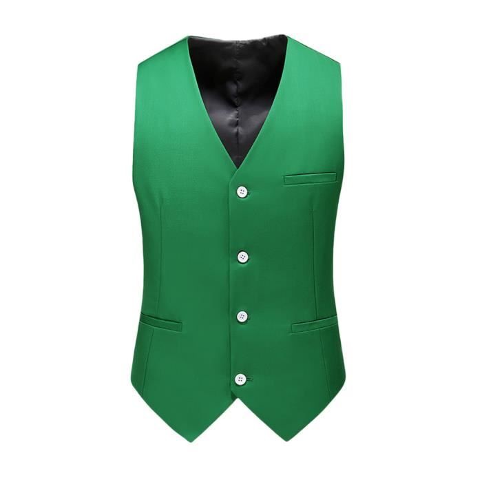Gilet Costume Homme Uni – Sans Manches, Col V, Coupe Slim, Pour Mariage, Soirée, Bureau, Polyester