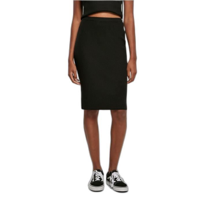 Jupe mi-longue en tricot côtelé femme Urban Classics - noir - XS