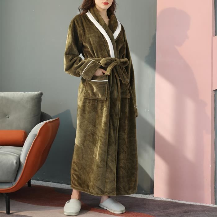 Peignoir Femme épais En Coton - Grande Taille, Capuche, Longueur Genoux | Idéal Pour L'hiver, Doux Et Chaud, Robe De Chambre Confortable - 9
