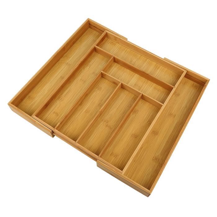 Range-Couverts Bambou Extensible - Organisateur Tiroir 5-7 Compartiments