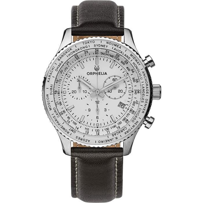 Orphelia Montre Homme Quartz Chronographe Master Bracelet en Cuir