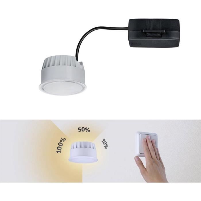 Spot LED encastrable - PAULMANN - Coin Nova 93072 - Blanc neutre - Dim 3-step - Économie dénergie