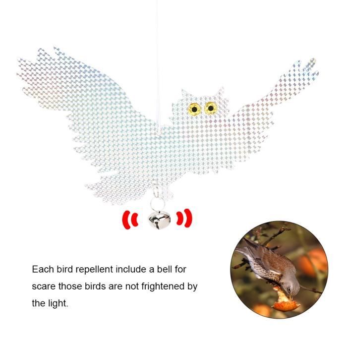 Leurre Hibou Réfléchissant Avec Clochette – Pour Chasser Corbeaux, Pigeons Et Autres Oiseaux Du Jardin