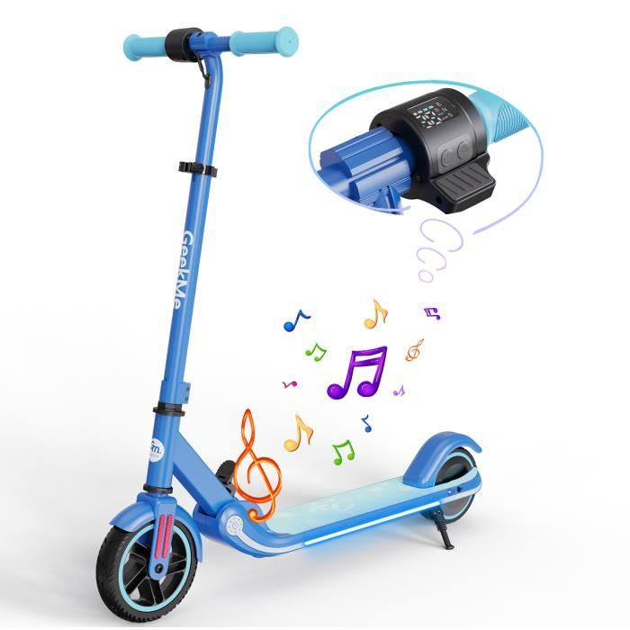 Geekme trottinette electrique blanc, avec poignée et vitesse réglable,  scooter avec néons colorés, connexion bluetooth intelligente et  haut-parleur, cadeau pour enfants 6-12 ans - Conforama