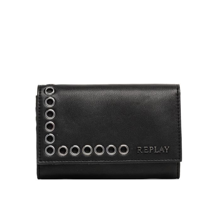 Replay Flap Wallet portefeuille BLACK noir NEUF