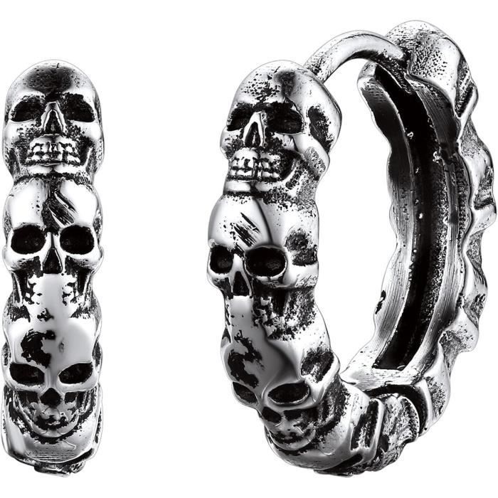 Boucles D'oreilles Squelette Tête De Mort Gothique - Bijoux Punk Fantaisie Pour Halloween, Concerts Et Cosplay