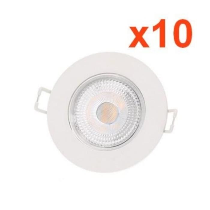 Lot de 10 Spot LED Encastrables 5W Eq 50W extra-Plat