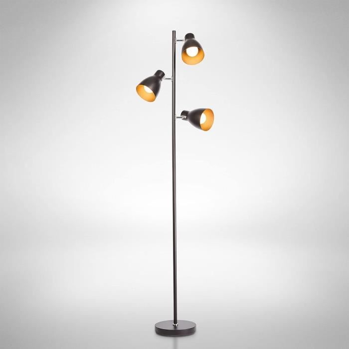 B.K.Licht lampadaire LED vintage, lampe à pied design rétro, 3 spots  orientables, ampoules E27 LED ou halogène, hauteur 166,5 cm33 - Cdiscount  Bricolage