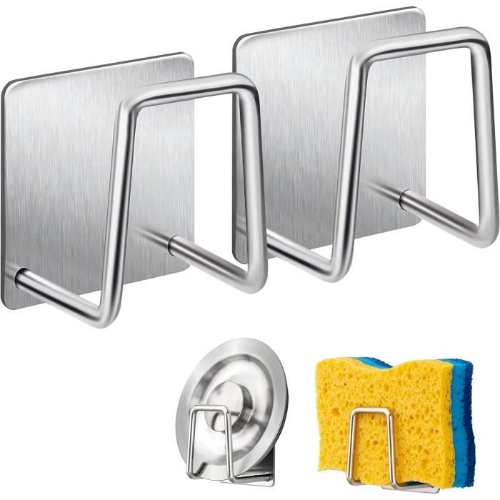 Tbest Porte-éponge mural avec rack de rangement et crochet - Accessoires de cuisine