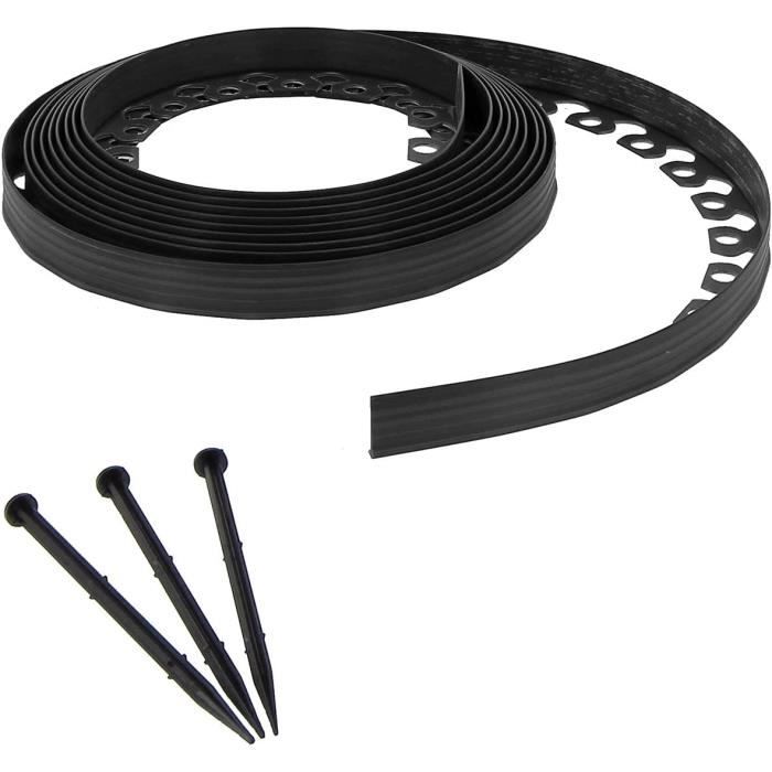 Bordure De Jardin Flexible 10 M - Noir, 4 Cm De Haut - Avec 30 Piquets Inclus - Pour Délimiter Pelouse, Parterres, Allées - 6