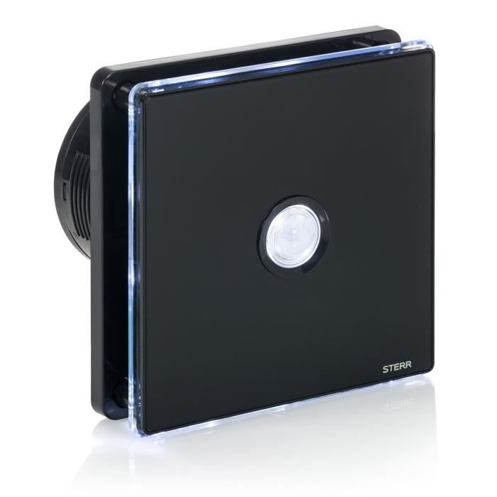 STERR - Ventilateur dextraction noir avec rétro éclairage LED et capteur IRP pour salle de bain 100 mm / 4 – BFS100LP-B - Sterr