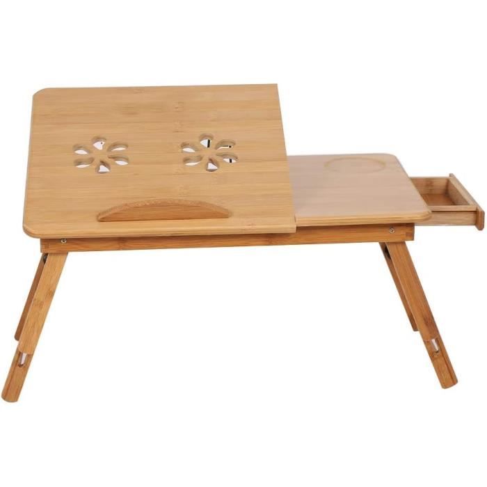 MENGDA Table de lit en bambou pour ordinateur portable avec tiroir Table de Lit Support PC MENGDA Table de lit en bambou pour ordinateur portable avec tiroir Table de Lit Support PC