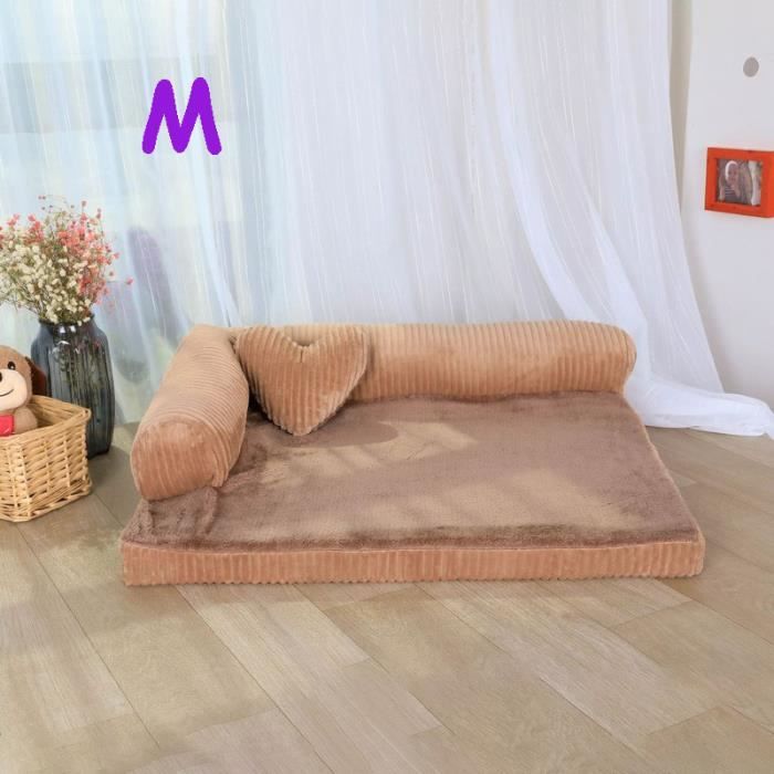 Comparer les prix de Coussin Panier Corbeille pour Chien Chat Déhoussable Couchage Souple S-XL Kaki M(68x53x17cm)
