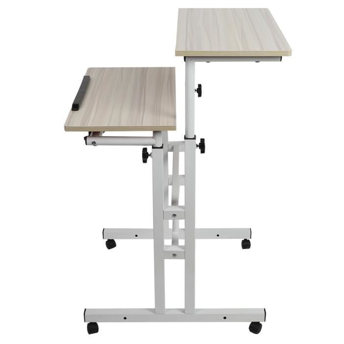 Bureau Debout Réglable En Hauteur Avec Roulettes - Système Pneumatique, Plateau 88x50 Cm - Pour Domicile, Bureau, Position Assise-debout - 4