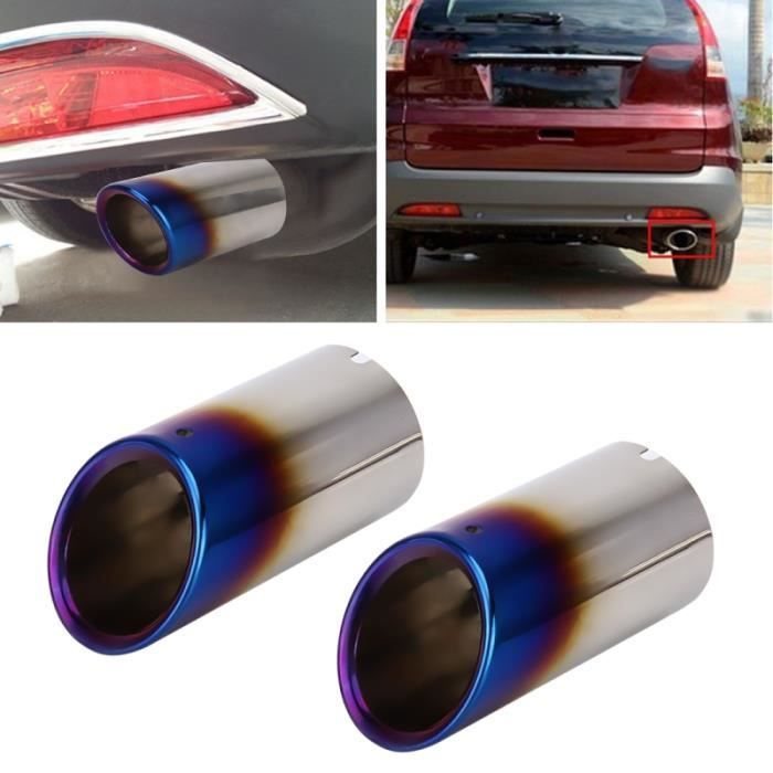 Terminal Échappement Voiture 63mm Double Courbe Acier Inoxydable - Sortie Argent Sport