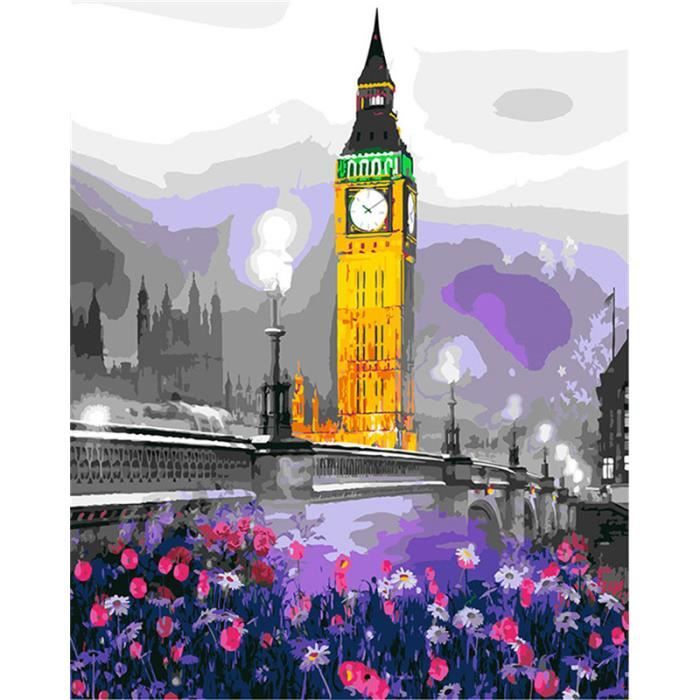 YEESAM ART Peinture Numero avec Toile Tendue sur Cadre Rouge Coquelicot Fleur Jardin, Bricolage Peinture par Numero 40x50cm Numéro d'Art Acrylique Decorative Murale