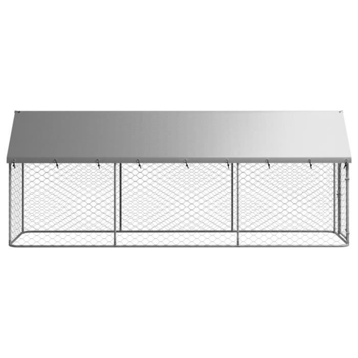 Comparer les prix de FHE - Niches | enclos pour chiens - Chenil extérieur avec toit pour chiens 400x100x150 cm - DX0050