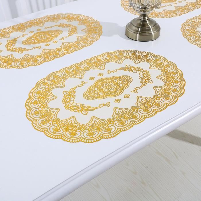 2 Pièces Tapis De Table En Or, Napperons Ovales En PVC