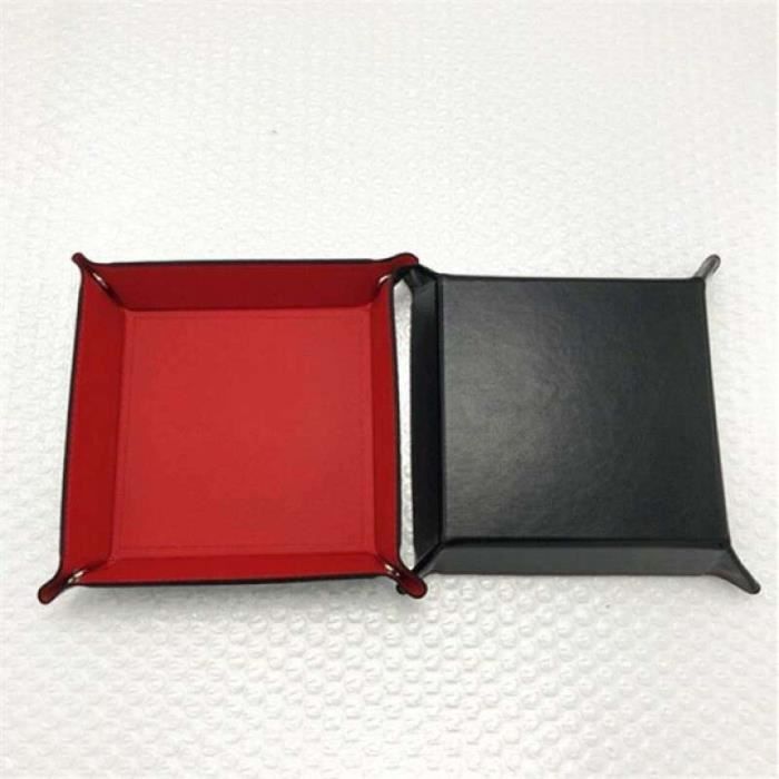 Plateau à Dés En Cuir PU - 20x20cm - Rangement Dés Jeux De Société