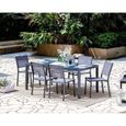 Ensemble repas de jardin 6 personnes Aluminium - Table avec plateau en verre 180 x 90 cm + 6 chaises et assise textilène - Gris-1