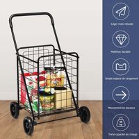 Chariot De Courses 4 Roues COSTWAY 83L Pliable Métal Anti-Rouille - Charge 35kg, Poignée Confortable Pour Courses Et Jardin