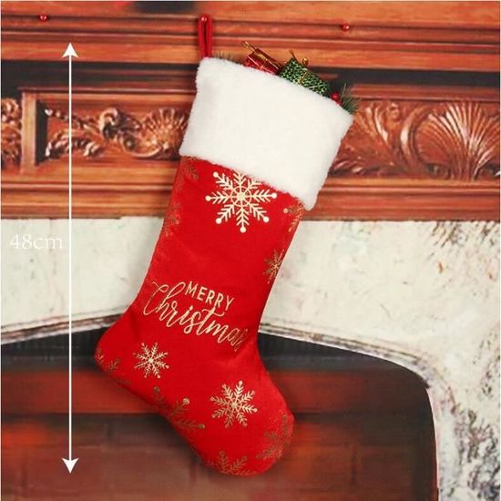 Chaussette De Noël Personnalisable Avec Nom - Grande Chaussette Tricotée 46cm Pour Cheminée, Décoration Et Cadeau