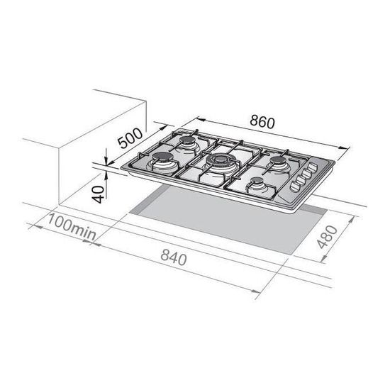 DeLonghi PLI 69 GHD Plaque de cuisson à gaz 90 cm 6 feux de commande