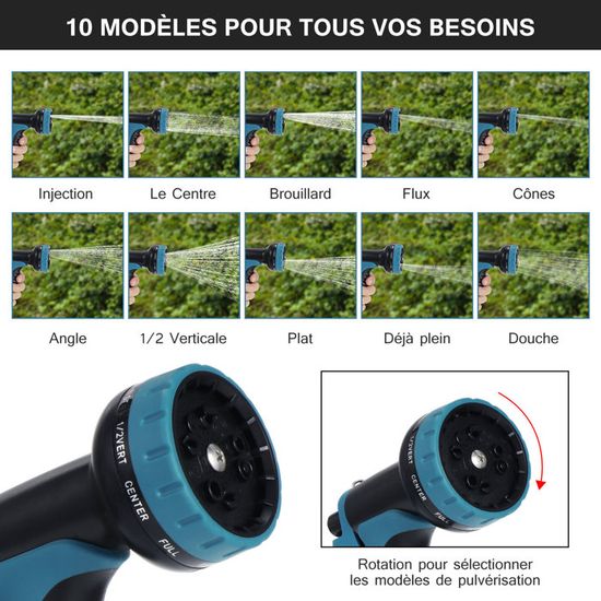 Tuyau D'Arrosage 30m Flexible 3X Avec Pistolet 8 Modes - Garden Hose 100FT Avec Adaptateurs 1/2 Et 3/4