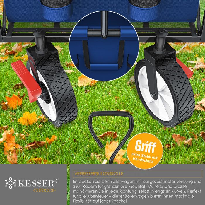 Chariot de transport pliable noir avec roues tout terrain GT GARDEN | Brico Cash