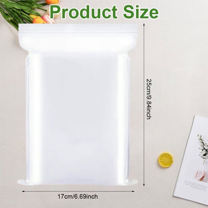 Sachets zip plastique transparent refermable - 100 pièces, transparent ...