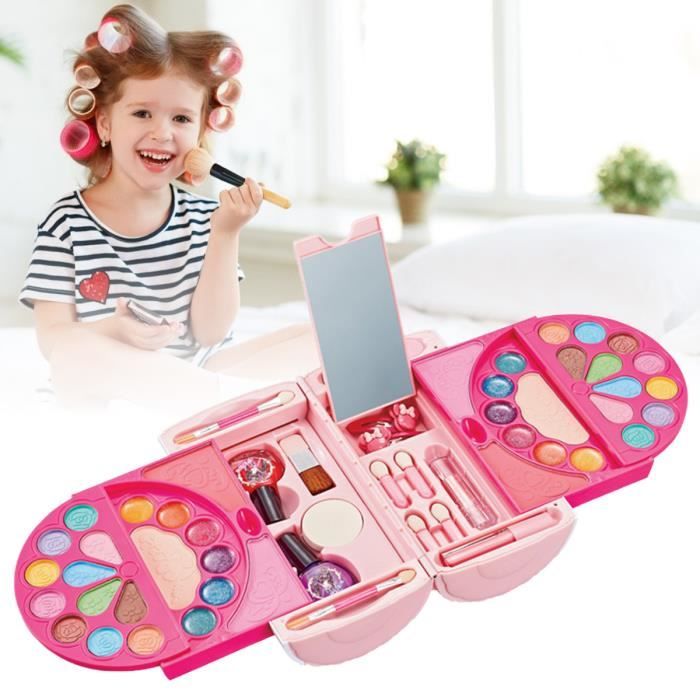 Kit de maquillage pour enfants pour jouets pour filles Rose fille princesse  kit de maquillage lavable de beauté Jouets valise pour petites filles  enfant princesse faire semblant Playjb