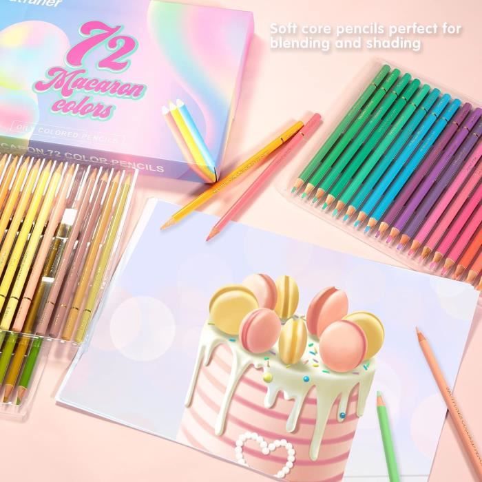 Efimeso Crayons de Couleur Macaron 50 Couleurs, Crayons de Couleur D