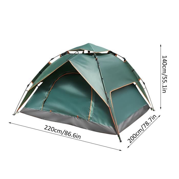 Tente Pop-up Jaztral Pour 3-4 Personnes – Automatique, Double Porte, Imperméable 3000 Mm, Vert Olive, 3 Kg