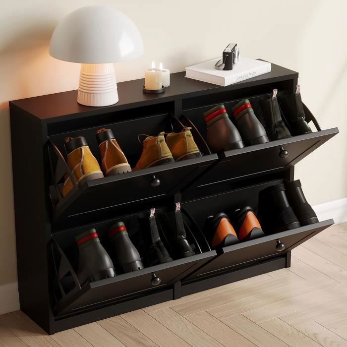 Meuble à Chaussures, Armoire à Chaussures Avec 1 Banc De Rangement Amovible Sur Pieds Fsr134 W