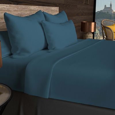 Drap Plat 200x245cm - Coton Doux Sans élastique Bleu Ciel - 3