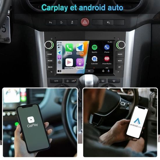 Autoradio 7" écran Tactile HD Avec CarPlay Sans Fil & Android Auto - Compatible IOS/Android, Bluetooth, GPS, Aide Au Stationnement (caméra En Option) - 3