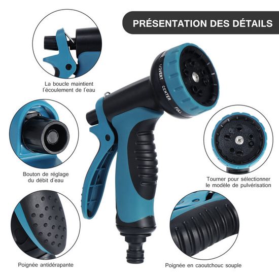 ASTUCEO - Tuyau d'Arrosage extensible à 30M Pistolet Multi Jets ASTUCEO - Tuyau d'Arrosage extensible à 30M Pistolet Multi Jets