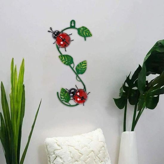 NITNOEI Décoration De Coccinelles En Métal, Ensemble De 4 Statues, Décoration De Jardin, Décoration De Cour, Décoration De Clôture, Décoration De Pelouse, Sculpture Murale, Statue De Jardin