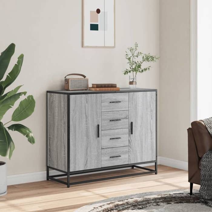 VidaXL Armoire latérale 60x35x76 cm Bois récupération massif et acier - Maison